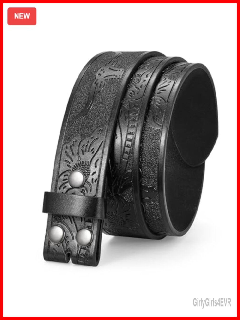 Western Leather Belt Strap 1.5" Wide Floral Engraved Cowboy Cowgirl No Buckle